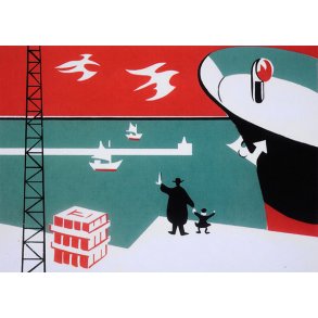 Esbjerg: Havnen 1953 (dobbelt med kuvert)