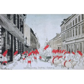 Esbjerg: Julenissernes indtog i Kongensgade, ca. 1921 (enkelt)