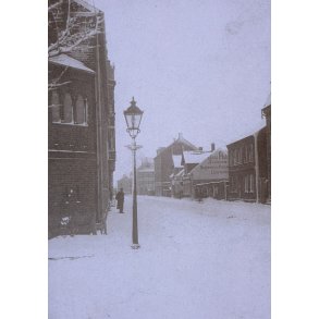 Esbjerg: Vinterstemning i Skolegade, 1905 (dobbelt med kuvert)