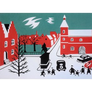 Esbjerg: Jul p Torvet, 1953 (dobbelt med kuvert)