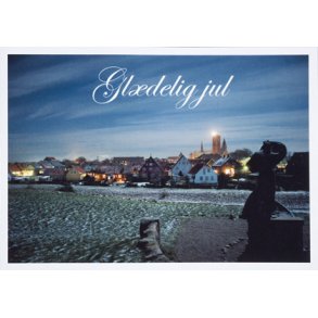 Ribe: Vinterstemning ved Slotsbanken (dobbelt med kuvert)