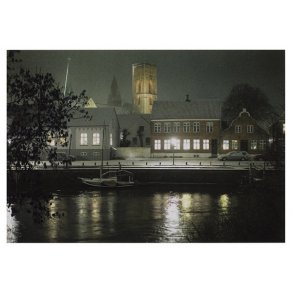 Ribe: Vinterstemning ved Skibbroen (dobbelt med kuvert)